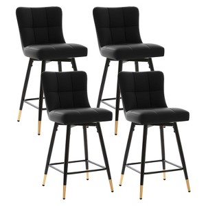 Bekrvio 26" Swivel Counter Height Bar Stools Set of 2,Modern Faux Leather Upholstered with Back,Counter Stool Chairs for Kitchen Island - 1 of 4