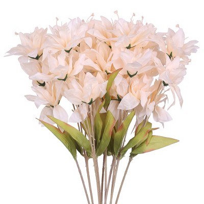 REGALWOVEN Real Touch Long Stem Artificial 3 Heads Lilies Flower 25.6" 10 Pcs
