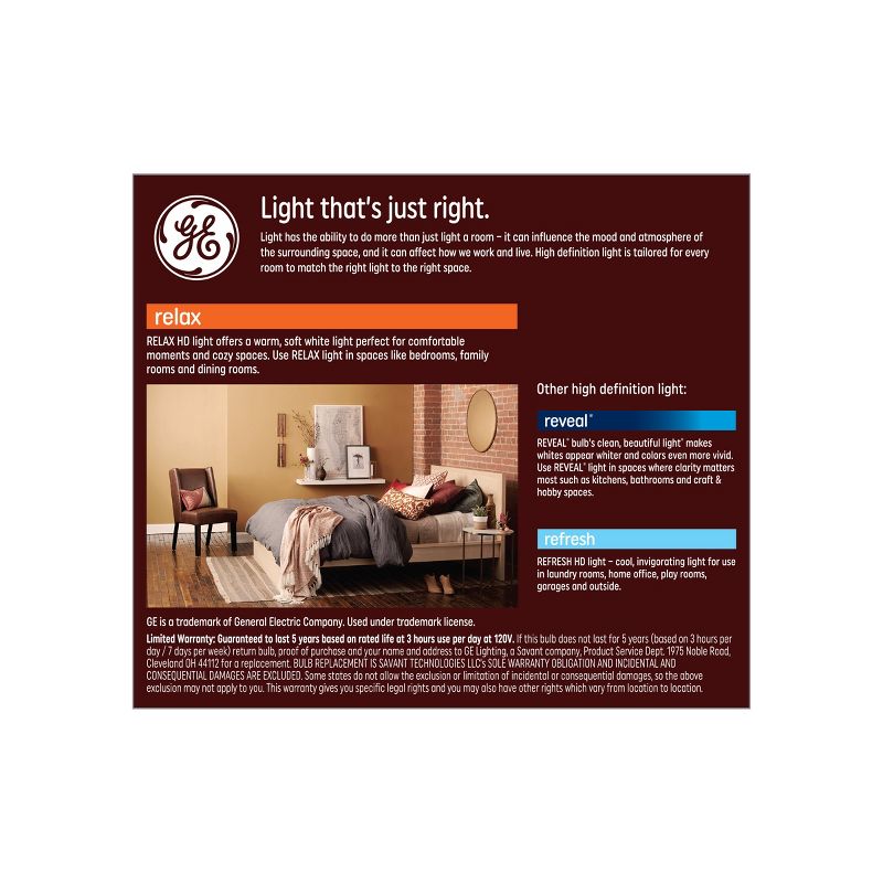 GE 2pk 75W Equivalent Relax LED HD Light Bulbs Soft White, 4 of 6