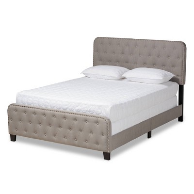 Queen Annalisa Fabric Upholstered Button Tufted Panel Bed Gray/Black - Baxton Studio