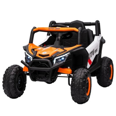 Kids Electric UTV 12V Ride On Truck - 4 Spring Suspension, EVA Tires, Double Open Doors, Bluetooth, LED Lights, Safety Belt for Ages 3-8