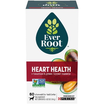 Purina EverRoot Natural, Organic Heart Health with Green Lipped Mussels Supplement Chewable Tablets for Dogs - Seafood - 60ct