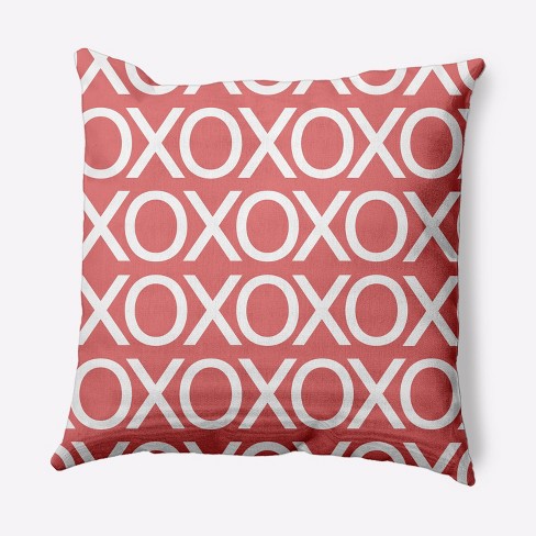 Red Throw Pillow Cases Festive Polylester Linen Kisses Hugs One