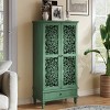 Vintage Tall Display Storage Sideboard with Hollow-Carved Doors and Drawers, Elegant Accent Cabinet for Living Room, Entryway-Panipeachy - 2 of 4
