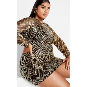 CITY CHIC | Women's Plus Size Braylin Sequin Dress - gold geo - 14W - 1 of 4