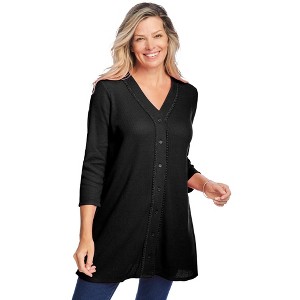 Woman Within Plus Size Thermal Button-Front Tunic - 1 of 1