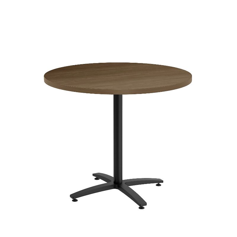 HITOUCH BUSINESS SERVICES 36" Round Pinnacle Laminate Seated Height Black Base Table 54794, 1 of 2