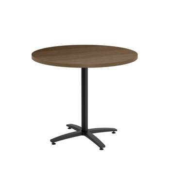 HITOUCH BUSINESS SERVICES 36" Round Pinnacle Laminate Seated Height Black Base Table 54794