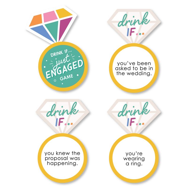 Big Dot of Happiness Drink If Game - Just Engaged - Colorful - Engagement Party Game - 24 Count, 1 of 5