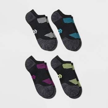 Women's 4pk Cushioned Diamond Accents No Show Athletic Socks - All In Motion™