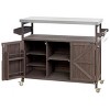 Solid Wood Rolling Kitchen Cart With Stainless Steel Top And Storage Cabinet,Kitchen Island Cart With Spice Rack And Towel Rack -Maison Boucle - 4 of 4