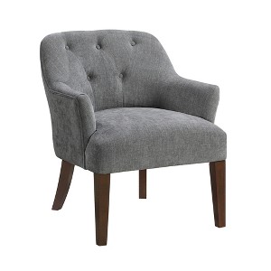Tufted Back Modern Accent Chair with Foam Seat, Attached Cushions and Espresso Legs - 1 of 4