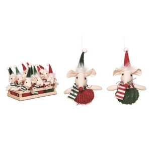 Transpac Polyester 7 in. Multicolor Christmas Plush Mouse Ornaments In Crate Set of 12 - 1 of 2