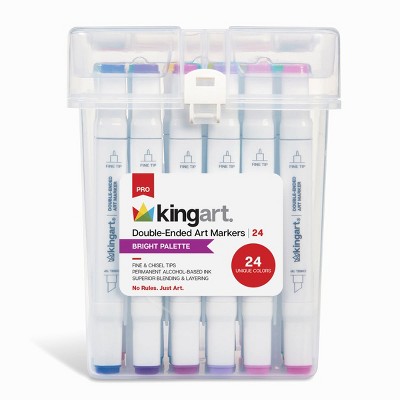 KINGART PRO Double-Ended Markers 24 Bright Colors