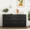 Gulches 63" Black 9-Drawer Dresser with Wavy Pattern Panels & Golden Handles - Large Deep Wooden Storage Cabinet - 4 of 4