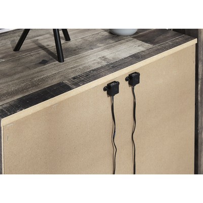 Rustic Pine and Gunmetal 2-Drawer Nightstand with USB Port