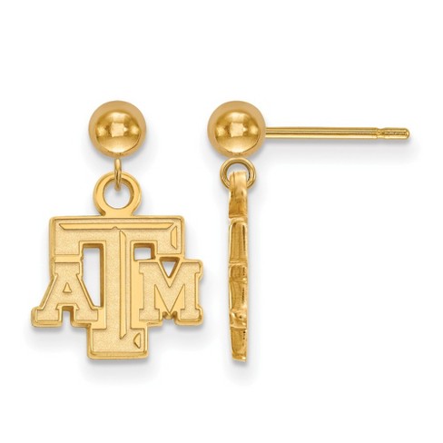 Black Bow Jewelry 14k Yellow Gold Plated Sterling Silver Texas A&M Aggies NCAA Dangle Earring - image 1 of 3