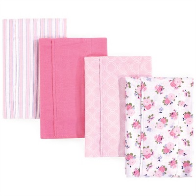 Luvable Friends Baby Girl Cotton Flannel Burp Cloths 4pk, Garden, One Size