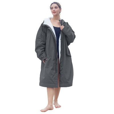 Catalonia Women Men Youth Hoodie Swim Parka, Fleece Plush Full Lined Jacket Cape Robe for Swimming, Surf Swim