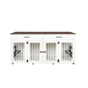LAOTIES Heavy Duty Wooden Dog Crate,Large Indoor Dog Kennel with Double Doors And Storage,Modern Dog House for Medium And Large Dogs - 1 of 4