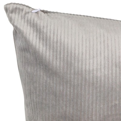 Gray Corduroy Velvet Square Throw Pillow 18"