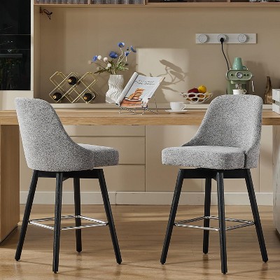 Swivel Bar Stools Set of 2, 30" Height Upholstered Barstools Comfortable Seat, Counter Height Bar Stools with Back for Kitchen, Home Bar, Dining Room