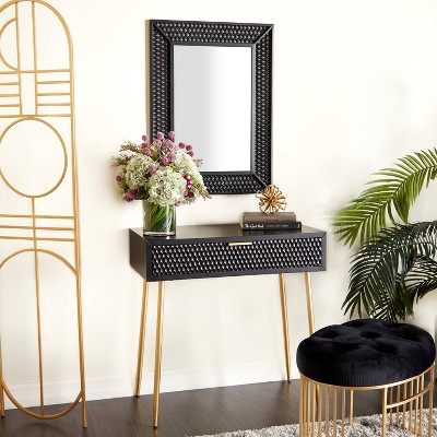 Black console deals table with mirror