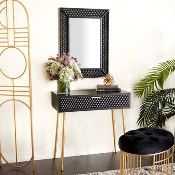 Set of 2 Contemporary Wood Console Tables with Mirror - Olivia & May