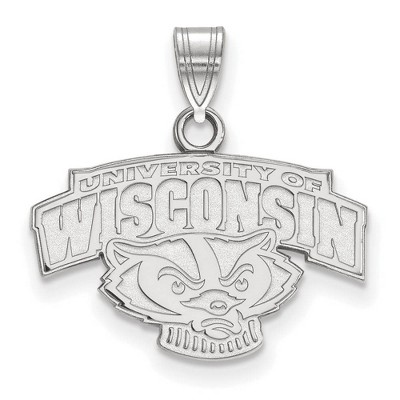 Black Bow Jewelry Sterling Silver Wisconsin Badgers NCAA Small Pendant