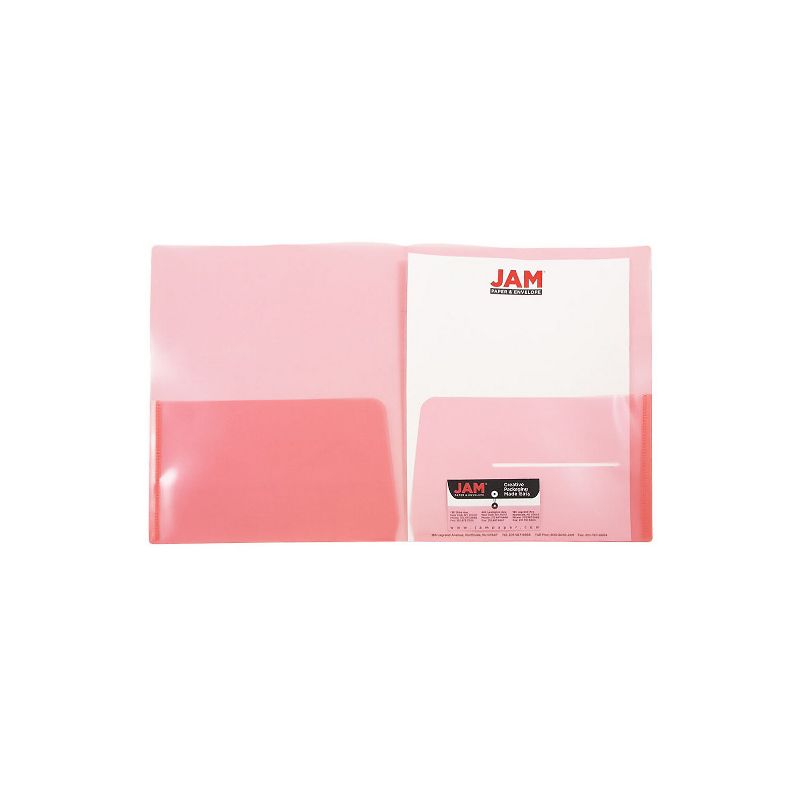 JAM Paper Plastic Light Weight Two-Pocket Presentation Folders Red 381REDD, 1 of 3