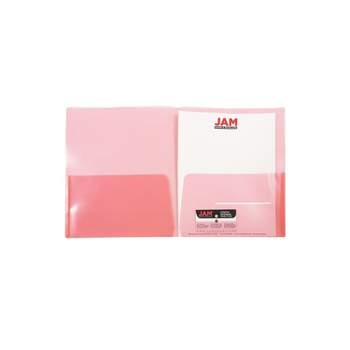 JAM Paper Plastic Light Weight Two-Pocket Presentation Folders Red 381REDD