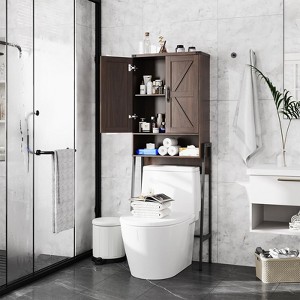 Over The Toilet Storage Cabinet with 2-Door Design, Bathroom Organizer - 1 of 4