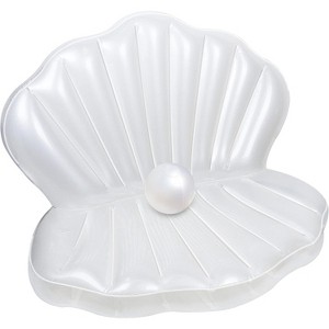 Jasonwell Inflatable Seashell Pool Float, Giant Clam Toy with Pearl Ball for Kids' Birthday, Summer Beach & Mermaid Party (White) - 1 of 4