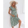Women's Maternity Wrap V Neck Maternity Dress Summer Ruffle Sleeve High Waisted Floral Flowy Maxi Dress for Baby Shower And Photoshoot - 4 of 4