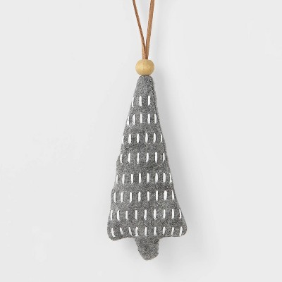 Felt Tree with Stitching Detail Christmas Tree Ornament Gray - Wondershop™