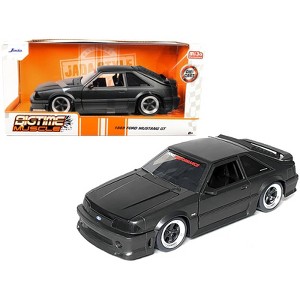 1989 Ford Mustang GT 5.0 Matt Black Metallic with Matt Black Hood "Bigtime Muscle" Series 1/24 Series Diecast Model Car by Jada - 1 of 3