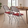 Homhougo Folding Chairs 2 Pack, Metal Foldable Chair with Cushion and Non-Slip Feet Pads, Linen Party Chairs Red - 3 of 4
