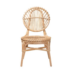 bali & pari Iris Rattan Dining Chair Natural Brown: Armless, Spot Clean, No Assembly Required - 1 of 4