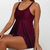 Calypsa Women's Plus Size Amber Flared Tankini Swim Top With Adjustable Straps and Removable Cups - 2 of 4