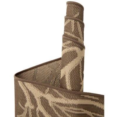 Brown and Beige Rectangular Synthetic Outdoor Area Rug