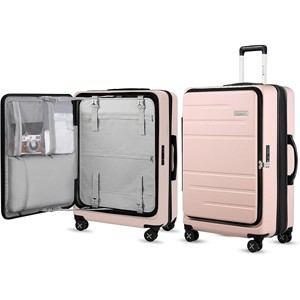 LUGGEX 28 Inch Luggage with Spinner Wheels, Expandable PC Hard Shell Checked Suitcase with Front Opening, Lightweight, Checked Large 28 Inch, Pink - 1 of 4