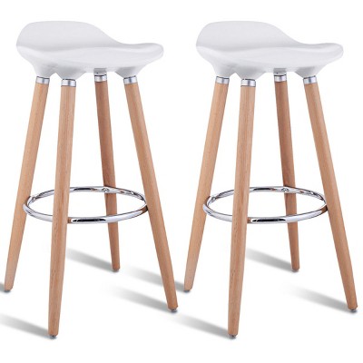 Costway Set Of 2 Abs Bar Stool Breakfast Barstool W Wooden Legs