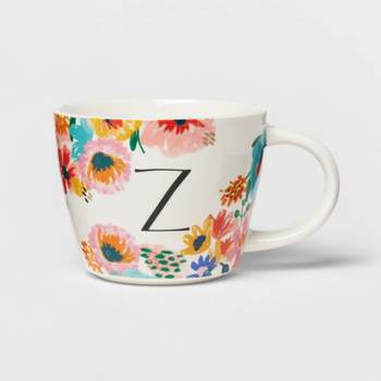 16oz Stoneware Monogram Floral Mug Z - Opalhouse™