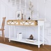 VYNXARIA Console Tables - 48 Inch Long Entryway Table with 2 Drawers and Bottom Shelf, Wood-Striped Finish - 4 of 4