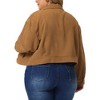 GRACE & GRANDEUR Women's Plus Size Lightweight Cropped Button Down Corduroy Trucker Jackets - image 4 of 4