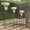 Plant Stands  Set of 3 Indoor or Outdoor Nesting Wrought Iron Metal Round Decorative Potted Plant Accent Display Accessories by Pure Garden (Black) - 3 of 4