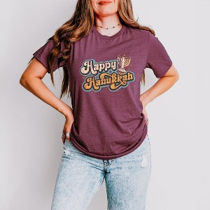 Simply Sage Market Women's  Retro Happy Hanukkah Distressed Short Sleeve Graphic Tee - 1 of 3
