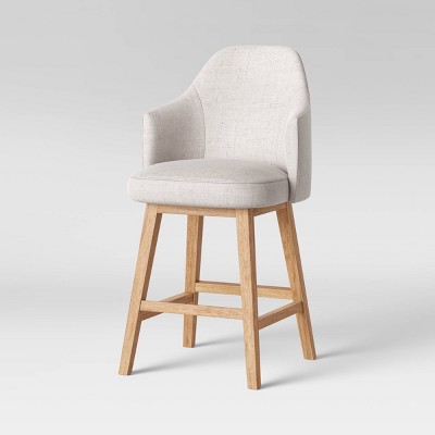 Kinston Swivel Curved Back Upholstered Counter Height Barstool Linen - Threshold™