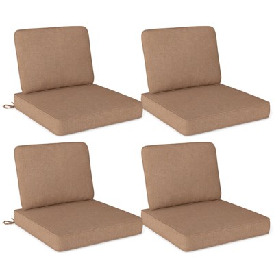 Costway 2/4/6-Pack 24" x 24" Deep Seat Cushion & Back Pillow with Removable Covers Outdoor Brown/Navy/Gray/Black