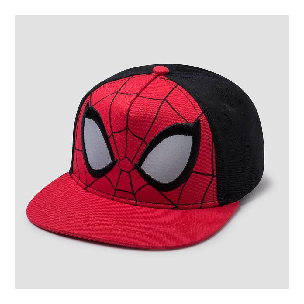 case of 12 Kids' Spider-Man Flat Brim Baseball Hat, Black/Red